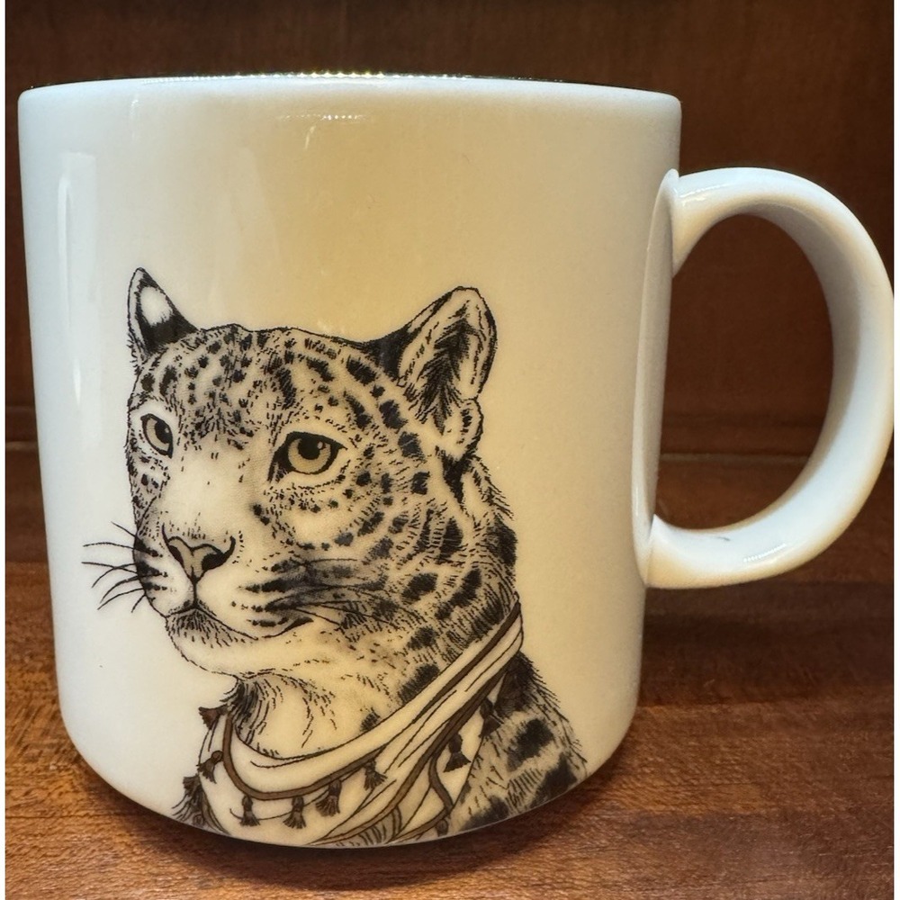West Elm Black White Animal Mug Set Penguin Leopard Porcelain Coffee Cups - Picture 4 of 10